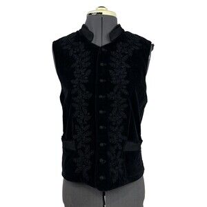 Cambridge Dry Goods Velveteen Vest Women S Black Gray Embroidered Cotton Pockets